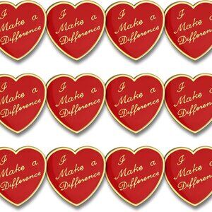Gold Heart Red Enameled Lapel Pin 5/8 Inch Employee Appreciation Gift Pack of 12